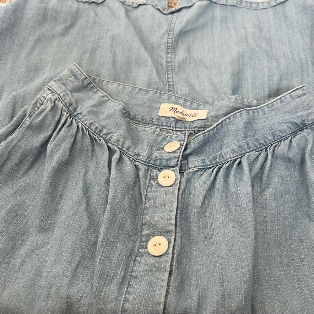 Madewell Light Blue Button-Front A-Line Denim Skirt - Picture 9 of 12